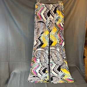 Melissa Paige palazzo lounge pants colorful, paisley & geometric design size S